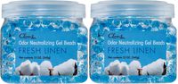 Clear Air Odor Eliminator Gel Beads - Air Freshener - Eliminates Odors in Bathrooms, Cars, Boats, RVs and Pet Areas - Made with Natural Essential Oils - Fresh Linen Scent - 2 Pack (2 x 12 Ounce)