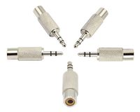 zdyCGTime RCA to 3.5MM Audio Adapter Metal 3.5mm (1/8 Inch) Stereo Plug Male to RCA Female Jack Adaptor Connector(Silver)(5 Packs, 3-Pole)