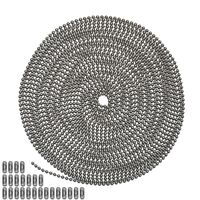 25 Foot Length Ball Chain, Number 6 Size, Stainless Steel, 25 Matching Connectors
