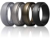 ThunderFit Silicone Rings for Men - 4 Pack Rubber Wedding Bands (Black, Men Bronze, Silver, Grey, 12.5-13 (22.2mm))