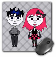 3dRose LLC 8 x 8 x 0.25 Inches Cute Goth Punk Rock Girl and Boy Mouse Pad (mp_6339_1)