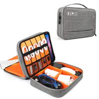 Electronics Organizer, Vivefox Double Layer Travel Cable Organizer Electronic Accessories Storage Bag for Cables, E-Book Kindle, Earphone Flash Hard Drive, 12-inch MacBook, iPad -(Gray)