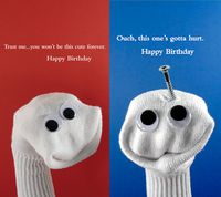 Quiplip Sock Em's Birthday 6) Greeting Cards