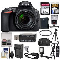 Nikon D5600 Wi-Fi Digital SLR Camera & 18-140mm VR DX AF-S Lens with 64GB Card + Case + Flash + Video Light + Battery & Charger + Tripod + Filter Kit