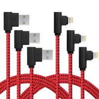 Original Products 6FT/2M Long Premium Nylon Tangle-Free MFi Certified 90 Degree Charging Cable Compatible with Phone Charger X/8/8Plus/7/7Plus/6S/6S Plus/SE/Pad/Nan and More(Black Red, 6FT)