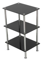 AVF S33-A Small 3 Tier Shelving Unit in Black Glass & Chrome