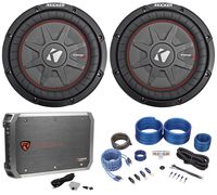 (2) Kicker 43CWRT101 COMPRT10 10" 1600W Car Subwoofers+Mono Amplifier+Amp Kit