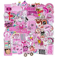 Roberly Cute Laptop Stickers 100pcs Girls Pink Cartoon Water Bottles Stickers Waterproof Vinyl Stickers for Hydro Flask Waterbottle Luggage Motorbikes Bicycle Skateboard Guitar DIY Decoration Decals