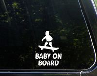 Sweet Tea Decals Baby On Board - Skateboard - 3 3/4"x 5" - Vinyl Die Cut Decal/Bumper Sticker for Windows, Trucks, Cars, Laptops, Macbooks, Etc.