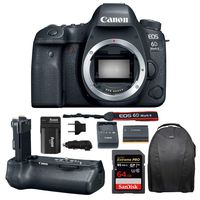Canon EOS 6D Mark II Professional Digital Camera: 26 Megapixel Touchscreen Full Frame DSLR Bundle with Canon BG-E21 Battery Grip 64GB SD Card SLR Bag Photographer's Kit