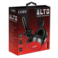 Coby CVH-814-RED Alto Stereo Headphones with Built-In Mic, Red