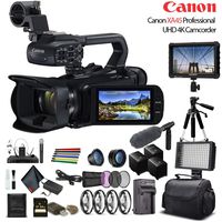 Canon XA45 Professional UHD 4K Camcorder (3665C002) W/ 2 Extra Battery, Soft Padded Bag, 64GB Memory Card, 3 Piece Filter Kit, LED Light, Lenses, 4K Monitor, Sony Mic and More Professional Bundle