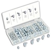 Neiko 50463A Hydraulic Grease Fitting Kit, 110 Piece Assortment (SAE Sizes) | Includes Straight and Angled Zerk Fittings