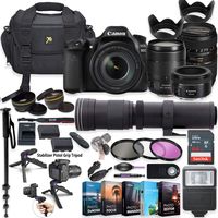 Canon EOS 80D DSLR Camera with 18-135mm Lens, 50mm f/1.8, Tamron 70-300mm Lenses + 420-800mm Zoom Tele Lens + 5 Photo/Video Editing Software Package & Professional Accessory Kit