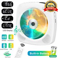 Portable CD Player wowatt Wall Mountable CD Player Bluetooth Home Audio Boombox Rechargeable 4000mAh Battery CD Music Player HDMI Built-in HiFi Speakers FM Radio USB SD Card 3.5MM Headphone w/Remote
