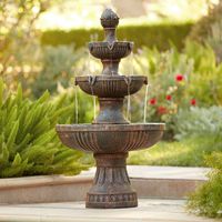John Timberland Ravenna Italian Outdoor Floor Water Fountain 43" High 3-Tiered Floor Cascading for Yard Garden Lawn