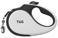 TUG Patented 360° Tangle-Free, Heavy Duty Retractable Dog Leash with Anti-Slip Handle; 16 ft Strong Nylon Tape/Ribbon; One-Handed Brake, Pause, Lock (Small, White)