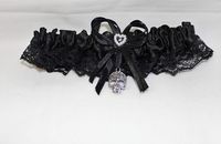 Wedding party ceremony Gothic Bridal Sexy Garter Skull Goth Black