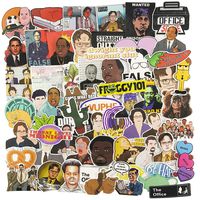 The Office Laptop Stickers 62Pcs Pack, Vinyl TV Water Bottle Travel Case Computer Wall Skateboard Motorcycle Phone Bicycle Luggage Guitar Bike Stickers Decal for Kids