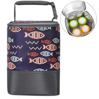 HOKEMP Insulated Breast Milk Cooler Baby Bottle Bag with Adjustable Strap on Stroller Fits 4 Bottles, Up to 8 Ounce Lunch Box Tote Storage Bag (Navy Blue -fish)