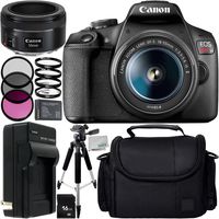 Canon EOS Rebel T7 with 18-55mm Lens, 50mm Lens and 8pc Accessory Bundle - Includes 16GB SD Memory Card + Replacement Battery + Medium Carrying Case + More