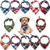 12 Pieces Dog Bandanas - Triangle Dog Scarf, Washable Reversible Printing, Bibs Dog Kerchief Set, Suitable for Small or Medium-Sized Cat and Dog Pets (Plaid Style)