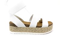 Soda Clip Womens Casual Espadrilles Trim Flatform Studded Wedge (11, White S)