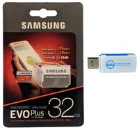 Samsung 32GB Micro SDHC EVO Plus Memory Card with Adapter Works with Samsung Galaxy Note 10+ Cell Phone, Note 10+ 5G Smartphone (MB-MC32G) with (1) Everything But Stromboli (TM) SD, TF Card Reader