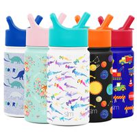 Simple Modern 14oz Summit Kids Water Bottle Thermos with Straw Lid - Dishwasher Safe Vacuum Insulated Double Wall Tumbler Travel Cup 18/8 Stainless Steel -Watercolor Sharks