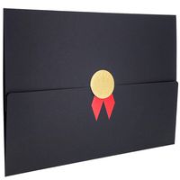 12-Pack Certificate Cover - Diploma Cover, Document Cover for Letter-Sized Award Certificates, Black, Gold Foil, Red Bow, 12.5 x 9.2 Inches