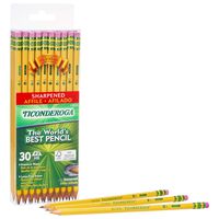 TICONDEROGA Pencils, Wood-Cased #2 HB Soft, Pre-Sharpened with Eraser, Yellow, 6-Pack/ 180 count (13806)