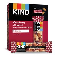 KIND Bars, Cranberry Almond + Antioxidants with Macadamia Nuts, Gluten Free, Low Sugar, 1.4oz, 12 Count