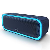 [Upgraded] DOSS SoundBox Pro Portable Wireless Bluetooth Speaker with 20W Stereo Sound, Active Extra Bass, Wireless Stereo Pairing, Multiple Colors Lights, Waterproof IPX5, 12 Hrs Battery Life -Blue