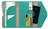Zoppen Mulit-purpose Rfid Blocking Travel Passport Wallet (Ver.4) Tri-fold Document Organizer Holder, Tear Green