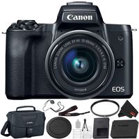 Canon EOS M50 Mirrorless Digital Camera with 15-45mm Lens (2680C011) Bundle with Canon Shoulder Bag + More - International Version