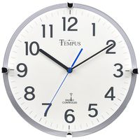 Tempus Contemporary Radio Controlled Wall Clock, Plastic Frame, 10.5", Silver (TC1236724S)