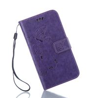 IKASEFU Leather Case with Strap Compatible with Samsung Galaxy S6,Retro Butterfly Flower Pu Leather Wallet Case with Card Slots Compatible with Samsung Galaxy S6 -Butterfly,Purple