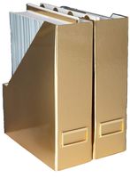 Blu Monaco Foldable Gold Magazine File Holder with Gold Label Holder - Set of 2 Cardboard Magazine Holder Boxes - Gold Desk Accessories