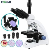 ESSLNB Microscope Trinocular 2000X Compound Lab LED Microscope with Phone Adapter Mechanical Stage NA1.25 Abbe Condenser