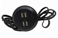 Mini Desktop Power Hub Grommet Desk Outlet Build-in USB Charger Charging Station with 6 FT Extension Power Cord (Fit 2" - 2.5" Hole) (DC-8089-Black)