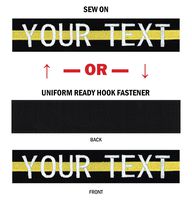 Northern Safari Custom Uniform Name Tape 24 Hr Ship Black-Yellow Line 5 Inch Text and Logo Sew