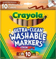 Crayola Ultra Clean Washable Multicultural Markers, Broad Line, 10 Count