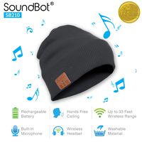 soundbot SB210-GRY/GRY HD Stereo Bluetooth 4.1 Wireless Smart Beanie Headset Musical Knit Headphone Speaker Hat Speakerphone Cap,Built-in Mic (Gry)