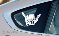 Aloha Shaka Hand Gesture Hawaii Surfer Vinyl Car Sticker Silhouette Keypad Track Pad Decal Laptop Skin Ipad Macbook Window Truck Motorcycle