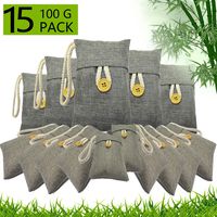 Activated Bamboo Charcoal Air Purifying Bag Closet Shoe Deodorizer Car Air Freshener Purifier Filter Odor Eliminators Moisture Absorber For Home Basement Natural Dehumidifier Eco-Friendly 15Packs×100g