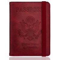 WALNEW RFID Passport Holder Cover Traveling Passport Case (Red)