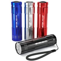 BYB Pack of 4, Super Bright 9 LED Mini Aluminum Flashlight with Lanyard, Assorted Colors, Batteries Not Included, Best Tools for Camping, Hiking, Hunting, Backpacking, Fishing, BBQ and EDC