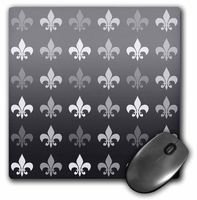 3dRose LLC 8 x 8 x 0.25 Inches Black and White Fleur De Lis Retro Art Vintage French Pattern Mouse Pad (mp_59112_1)