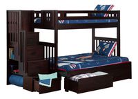 Cascade Staircase Bunkbed with Drawers, Twin Over Full, Espresso