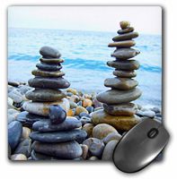 Three Zen Stone towers on pebble beach - harmony - tranquility - Mouse Pad, 8 by 8 inches (mp_157791_1)